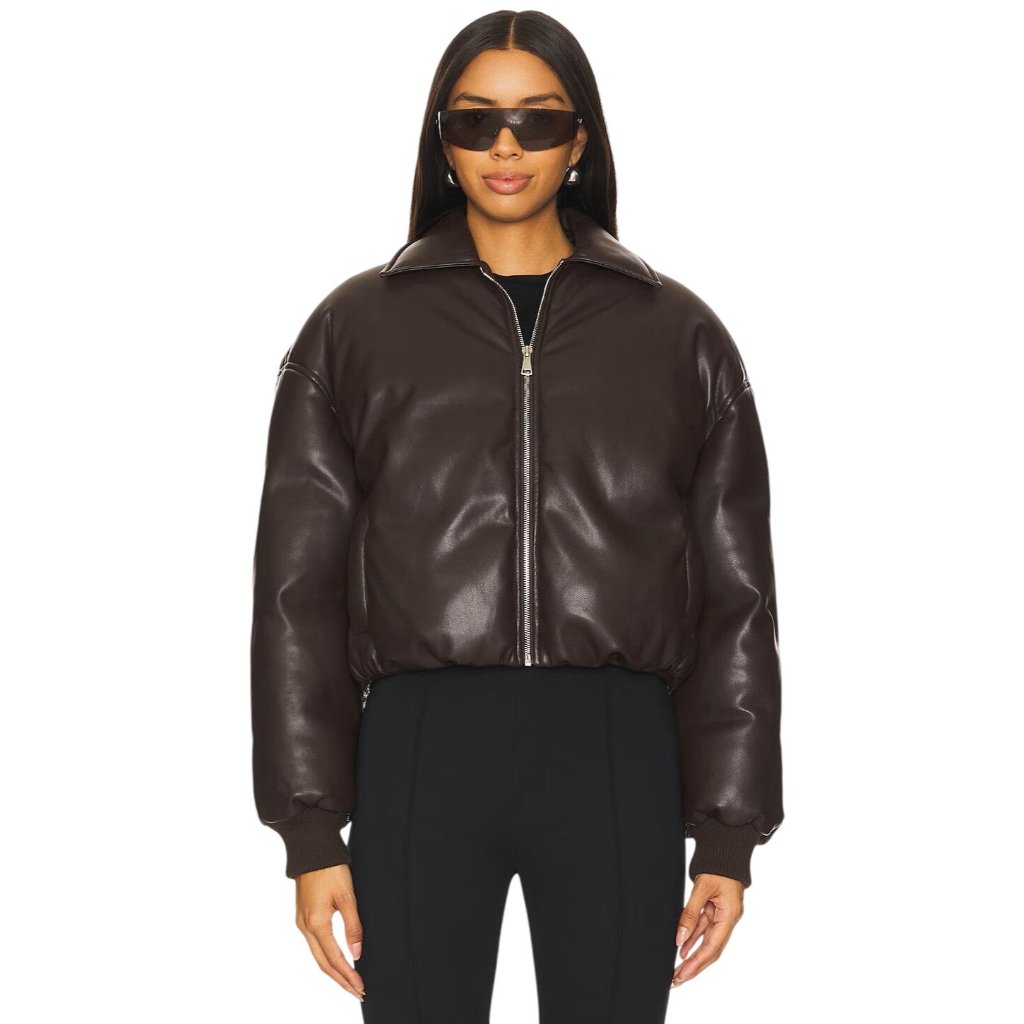 Superdown Sanja Faux Leather Jacket In Brown Small Womens Vegan Coat